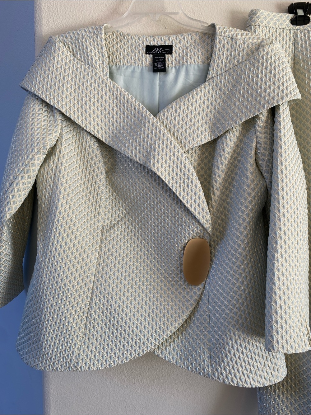 Mint Green and Gold Midnight Velvet Jacquard Two Piece Suit